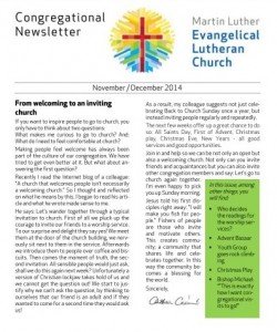 Congregational Newsletter Nov - Dec 2014 - front page