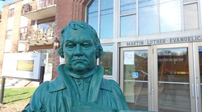 2015 April, Martin Luther Ambassador In Front Of Our Church