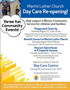 2015 Day Care Re-opening! Three Fun Events! -poster