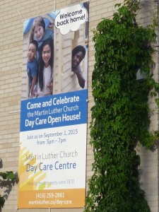 Daycare Reopening in September, banner on 5 Superior Ave