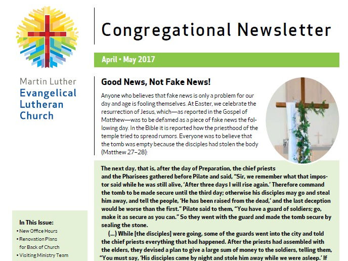 Our April-May 2017 Congregational Newsletter