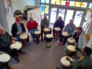 2017 Drum Circle in the church foyer