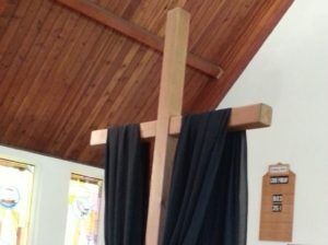 Good Friday cross in sanctuary