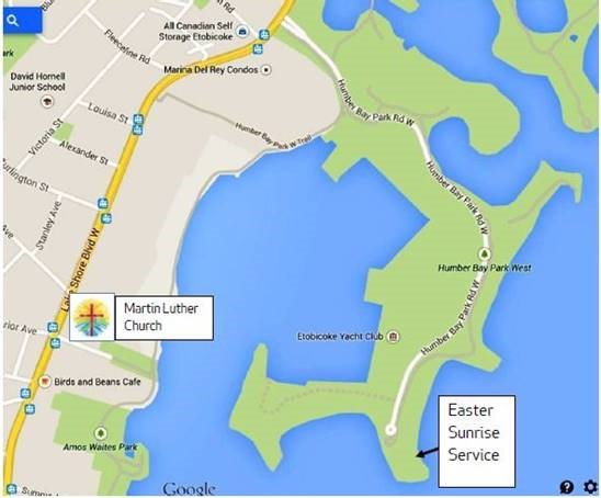 map to Easter Sunrise Humber Bay Park West