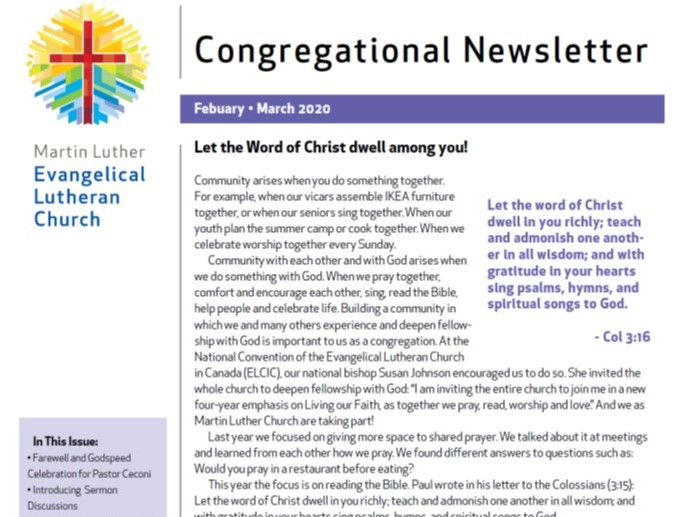 Our Congregational Newsletter For Feb And Mar 2020