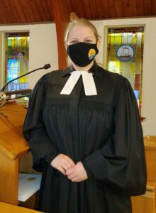 Vicar Silke Fahl Oct 18 2020 at Martin Luther Church during pandemic