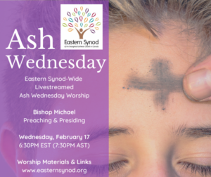 Eastern Synod 2021 Ash Wednesday poster