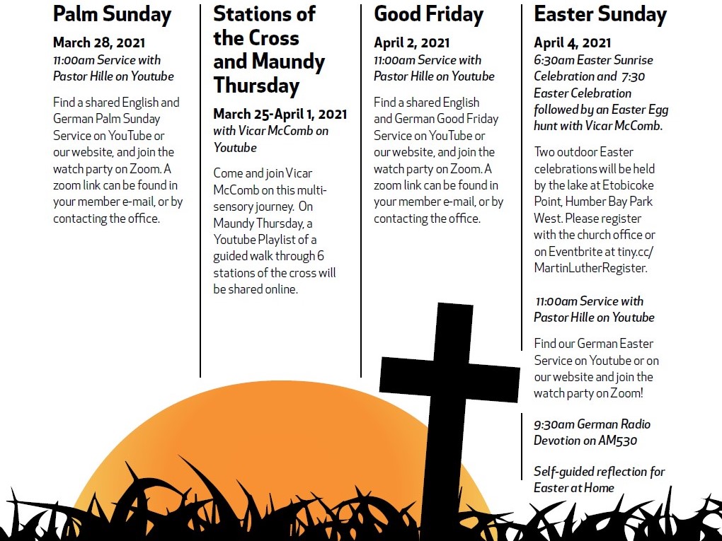 Newsletter Schedule for Easter 2021