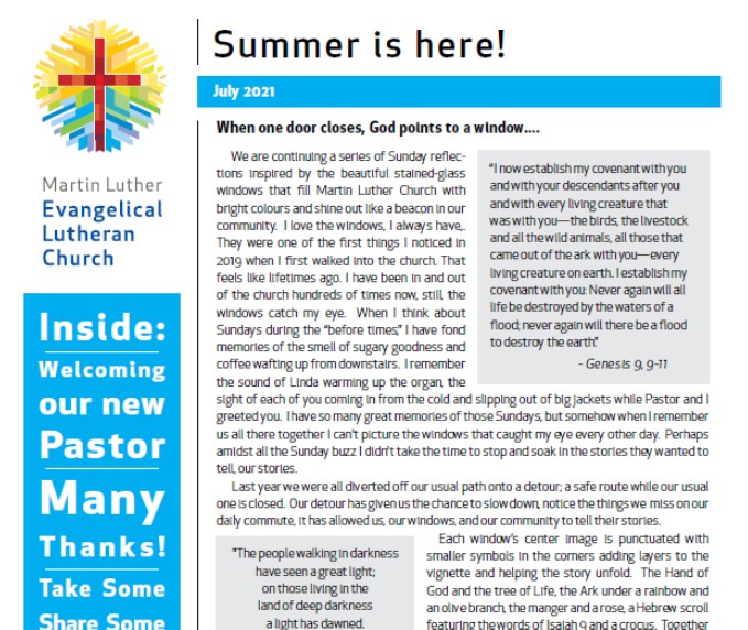 Newsletter for Summer 2021 blog