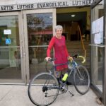 Iris Schweiger with bicycle at Confirmation 2020