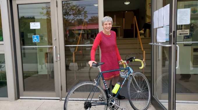 Iris Schweiger With Bicycle At Confirmation 2020