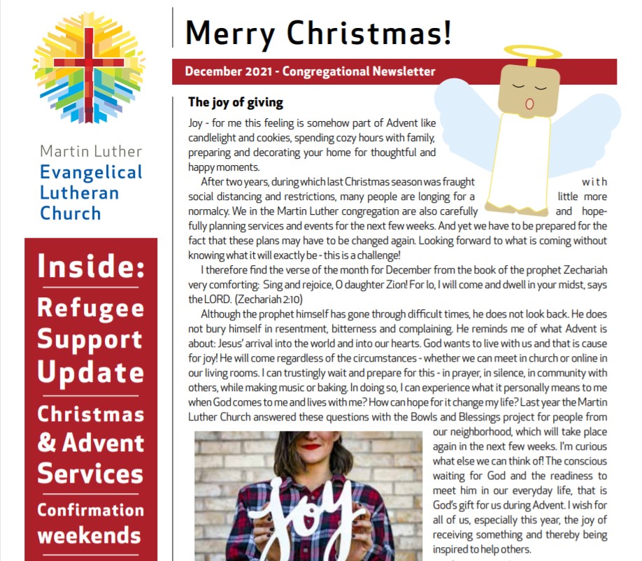 Our Congregational Newsletter For Christmas 2021