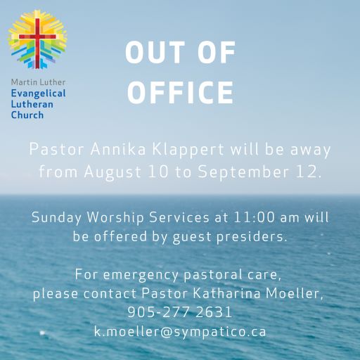 2022 Summer Pastor Annika Out of Office