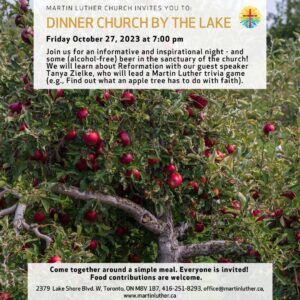 Image Of An Apple Tree With An Invitation To Dinner Church At Martin Luther Church On October 27, 2023 At 7:00 Pm