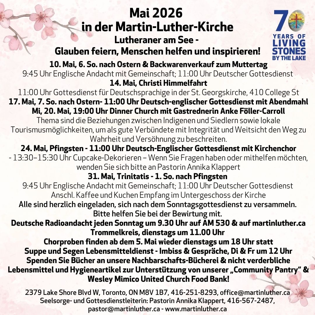 Monthly Worship Schedules and events notices Martin Luther Evangelical Lutheran Church