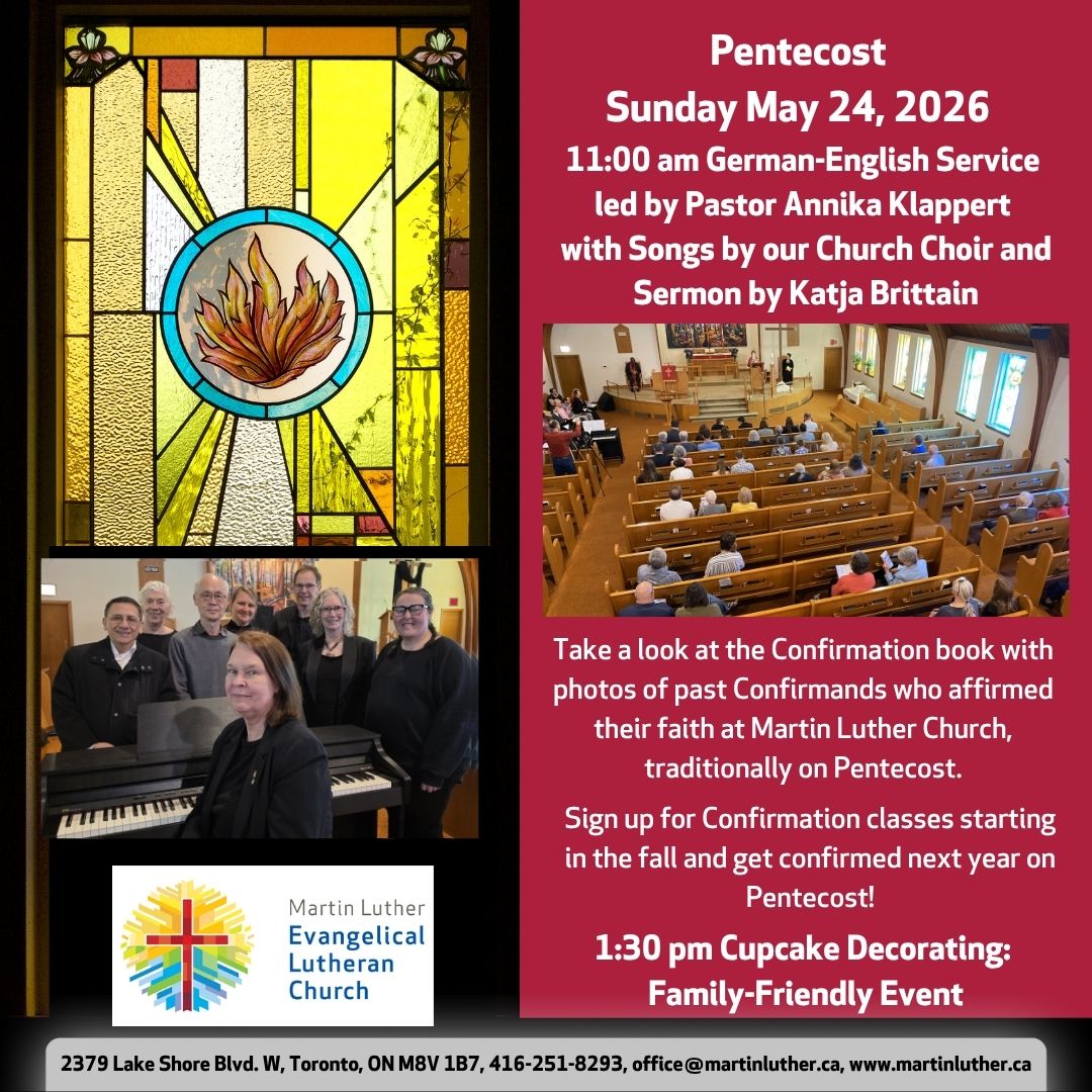 Monthly Worship Schedules and events notices for Martin Luther Evangelical Lutheran Church