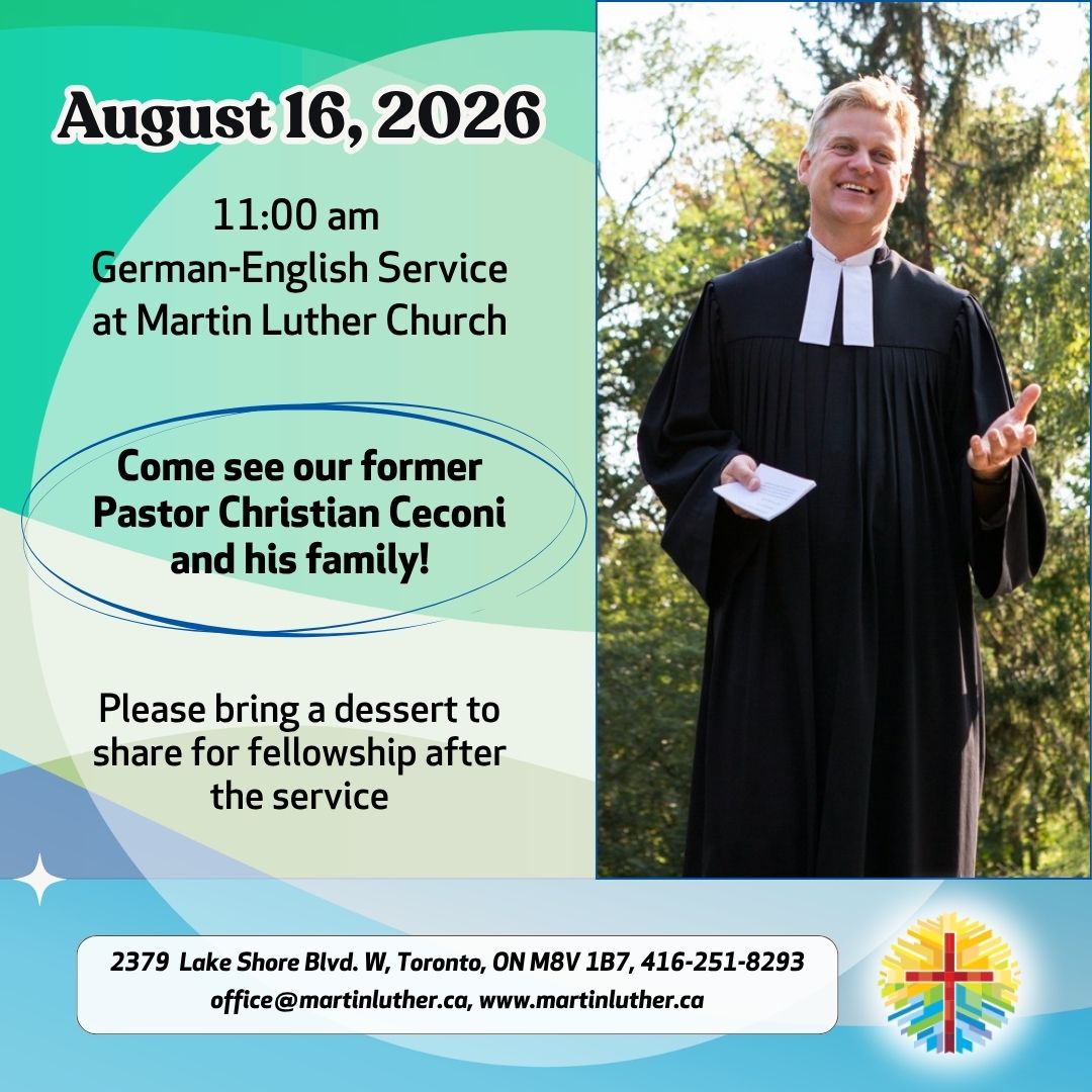 Monthly Worship Schedules and events notices for Martin Luther Evangelical Lutheran Church